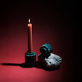 Kuro Design Seki Candle Holder in grey stone — ribbed Jesmonite candle stand India