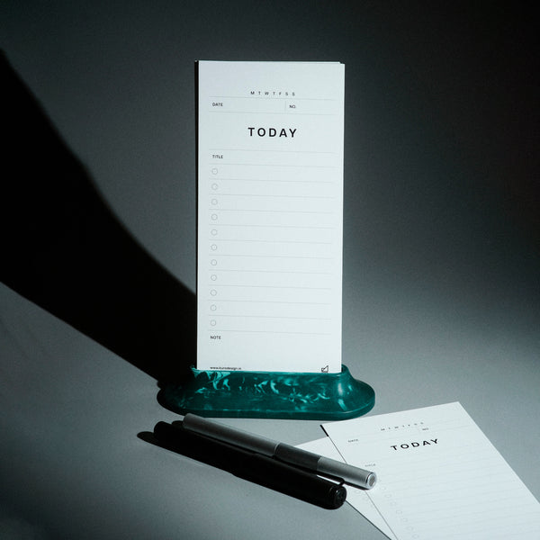 Kuro Design Aero Task Dock in forest green — Jesmonite phone stand and task organiser