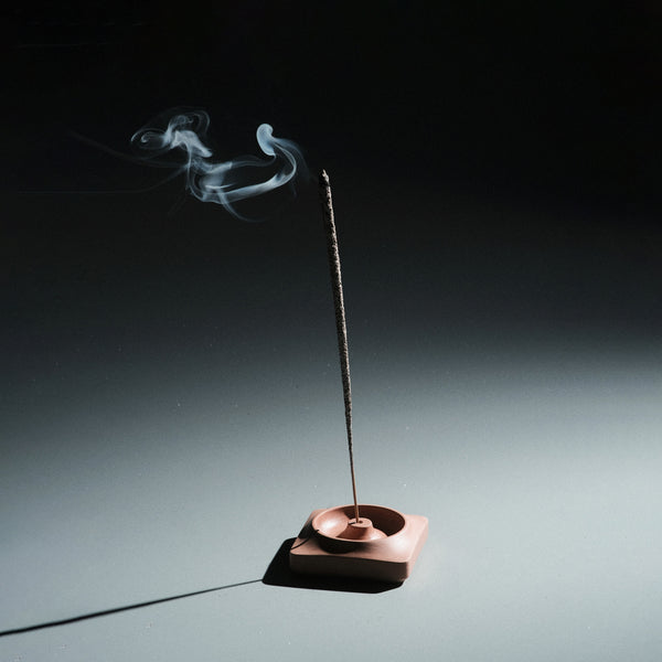 Kuro Design Kaze Incense Holder in terracotta red — handcrafted Jesmonite incense stand