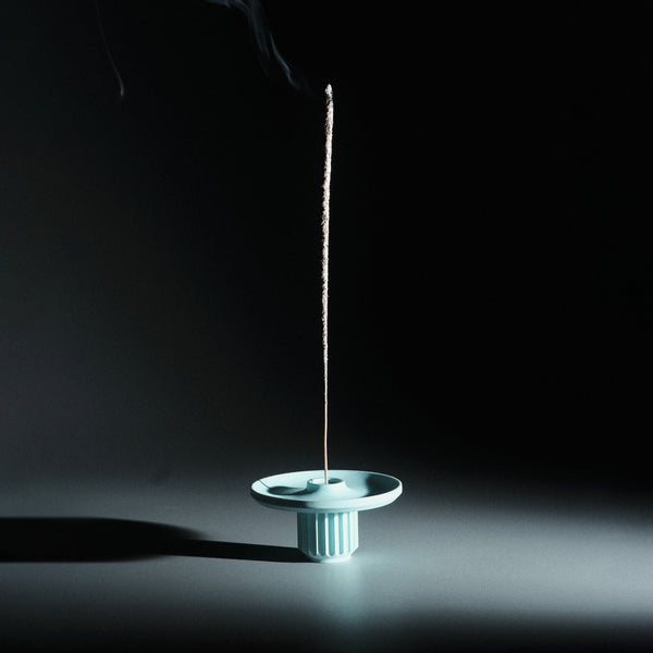 Kuro Design Oboro Incense Holder in marble blue — minimal Jesmonite incense stand