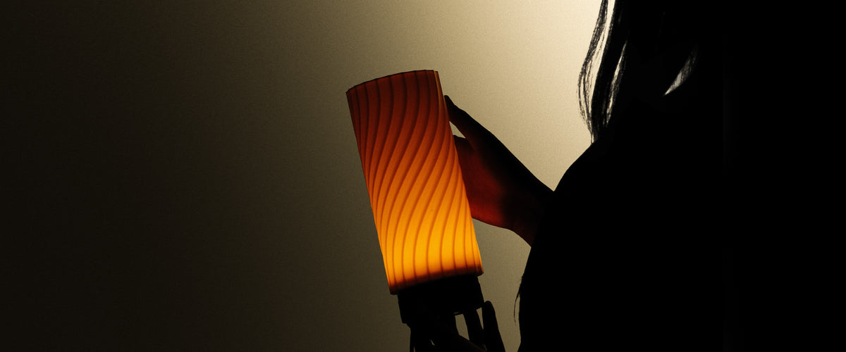 Kuro Design Mizuki Jesmonite desk table lamp in orange colour