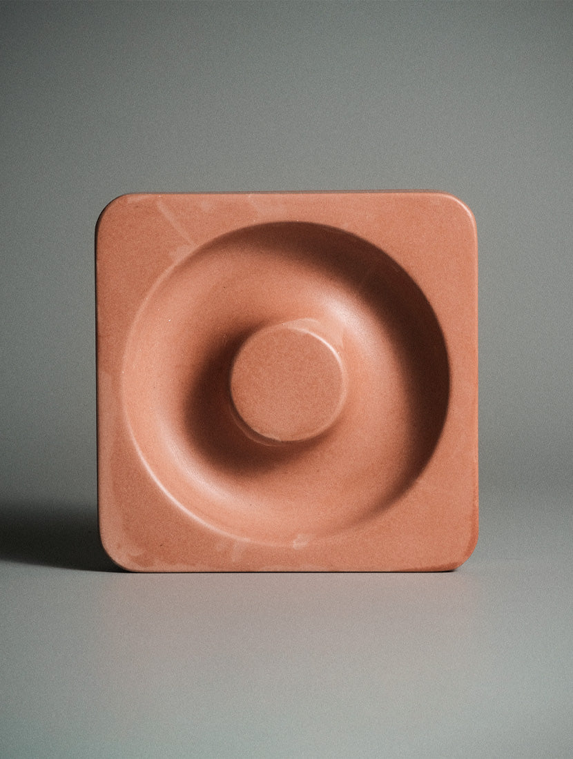 Ash Orbit catchall dish side profile — minimal Jesmonite desk tray by Kuro Design India