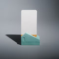 Koya Card Stand detail, ribbed base and window cutout in hand-cast Jesmonite, handcrafted by Kuro Design Gurgaon