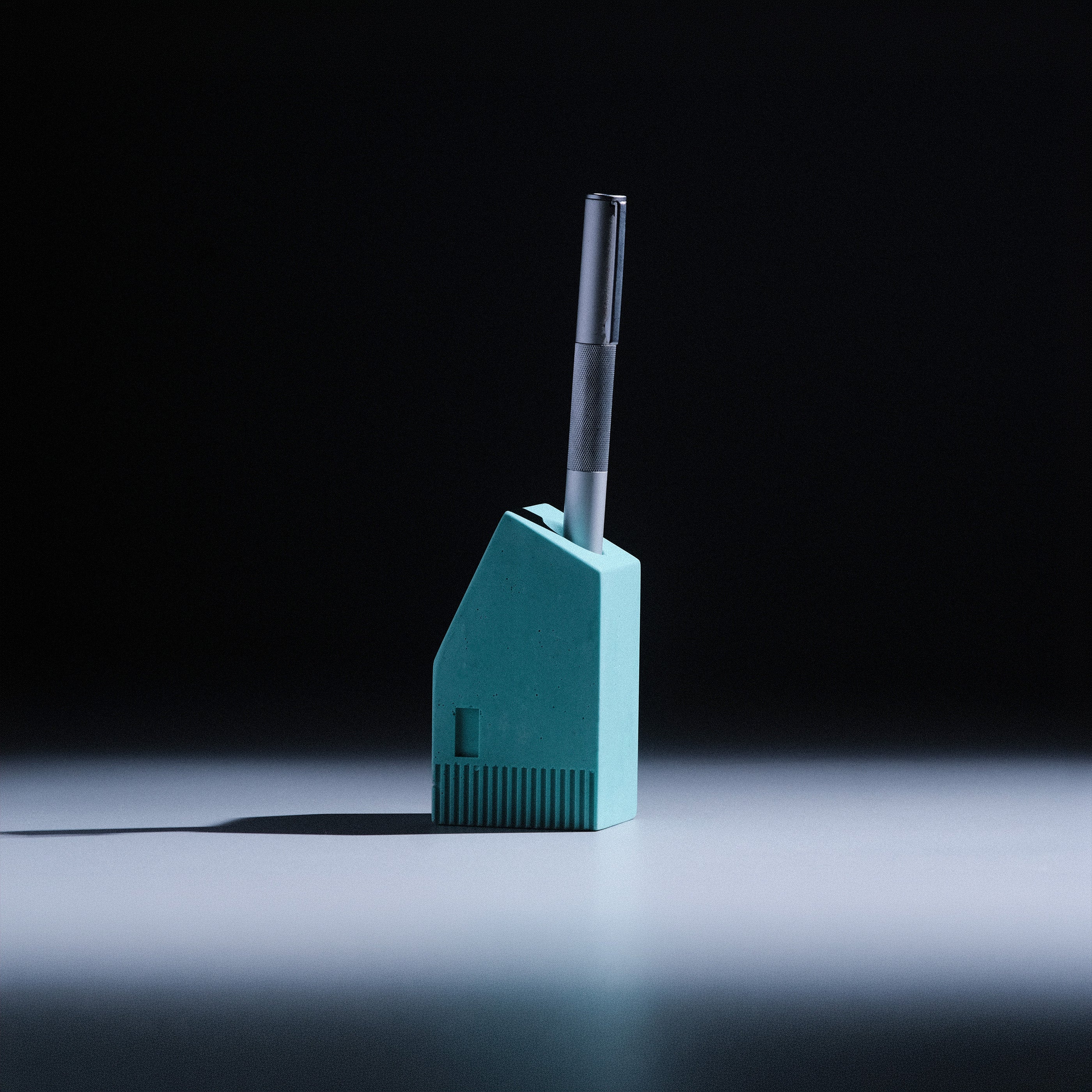 Terracotta Koya Pen Stand by Kuro Design, minimal house-shaped Jesmonite desk pen holder made in Gurgaon India