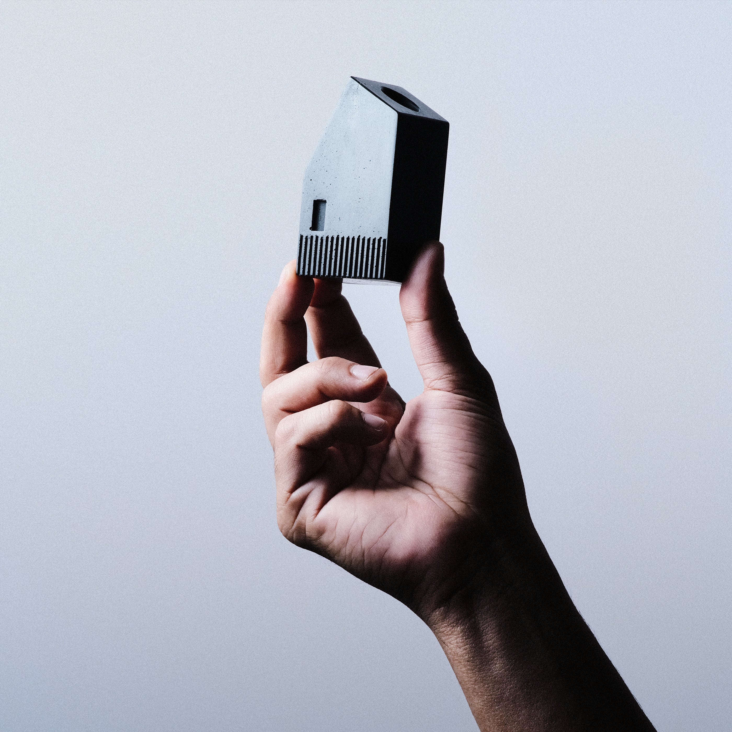 Koya Pen Stand, terracotta Jesmonite house-shaped pen holder for a minimal desk, Kuro Design India