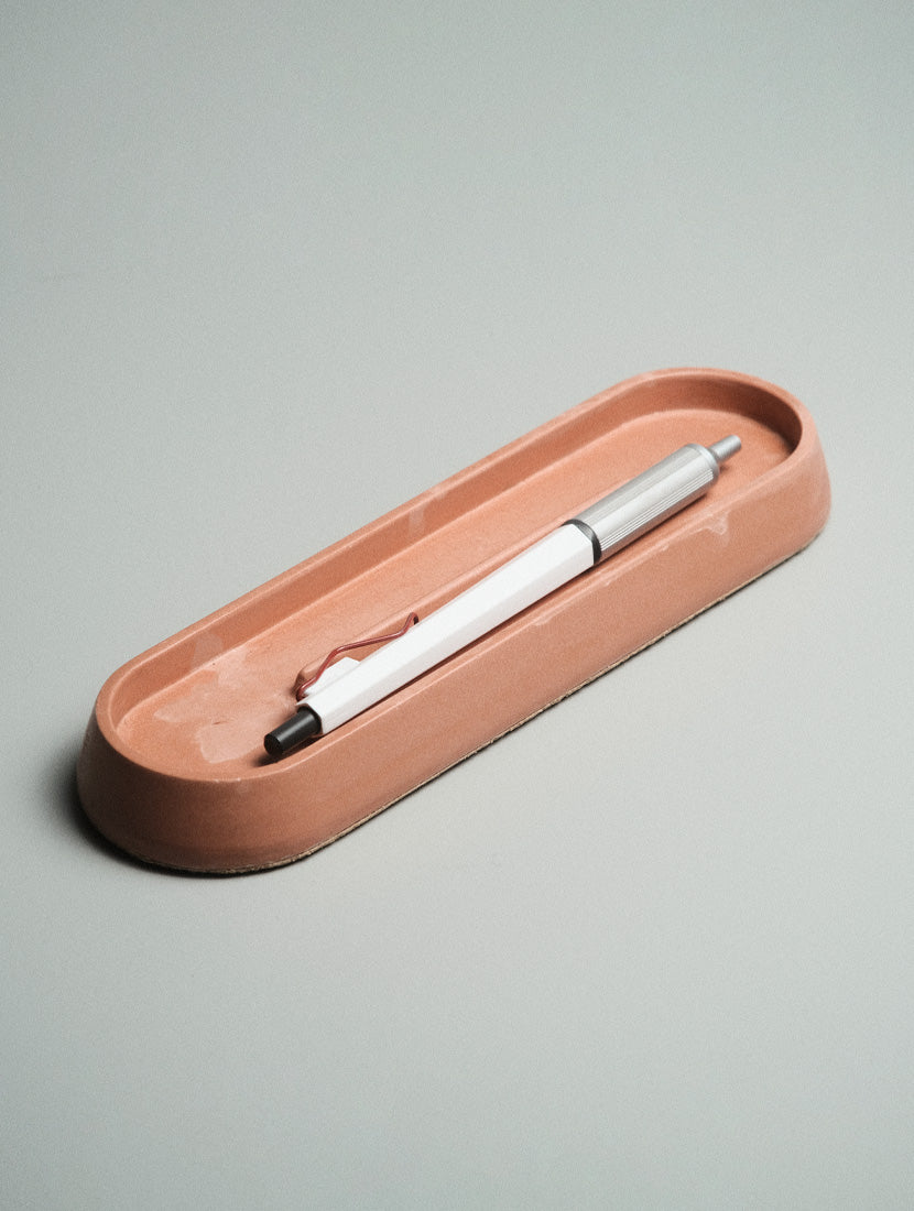 Linea Pen Tray side profile showing handcrafted Jesmonite texture — Kuro Design