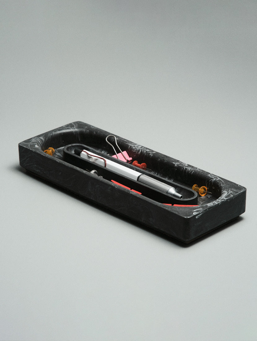 Onyx Tray in black and teal terrazzo — Kuro Design Jesmonite desk accessory Gurgaon